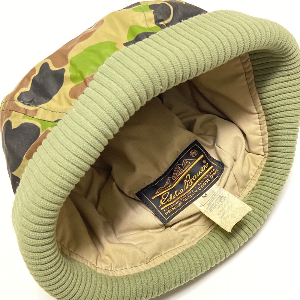 Vintage Made in USA 90’s Eddie Bauer Goose Down Camo Bucket Hat Cap Headwear